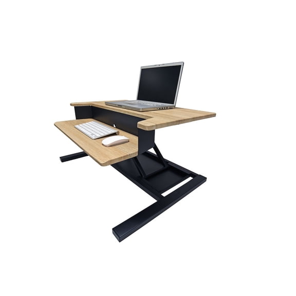 Two-Tier Pneumatic Standing Desk Converter - White Oak