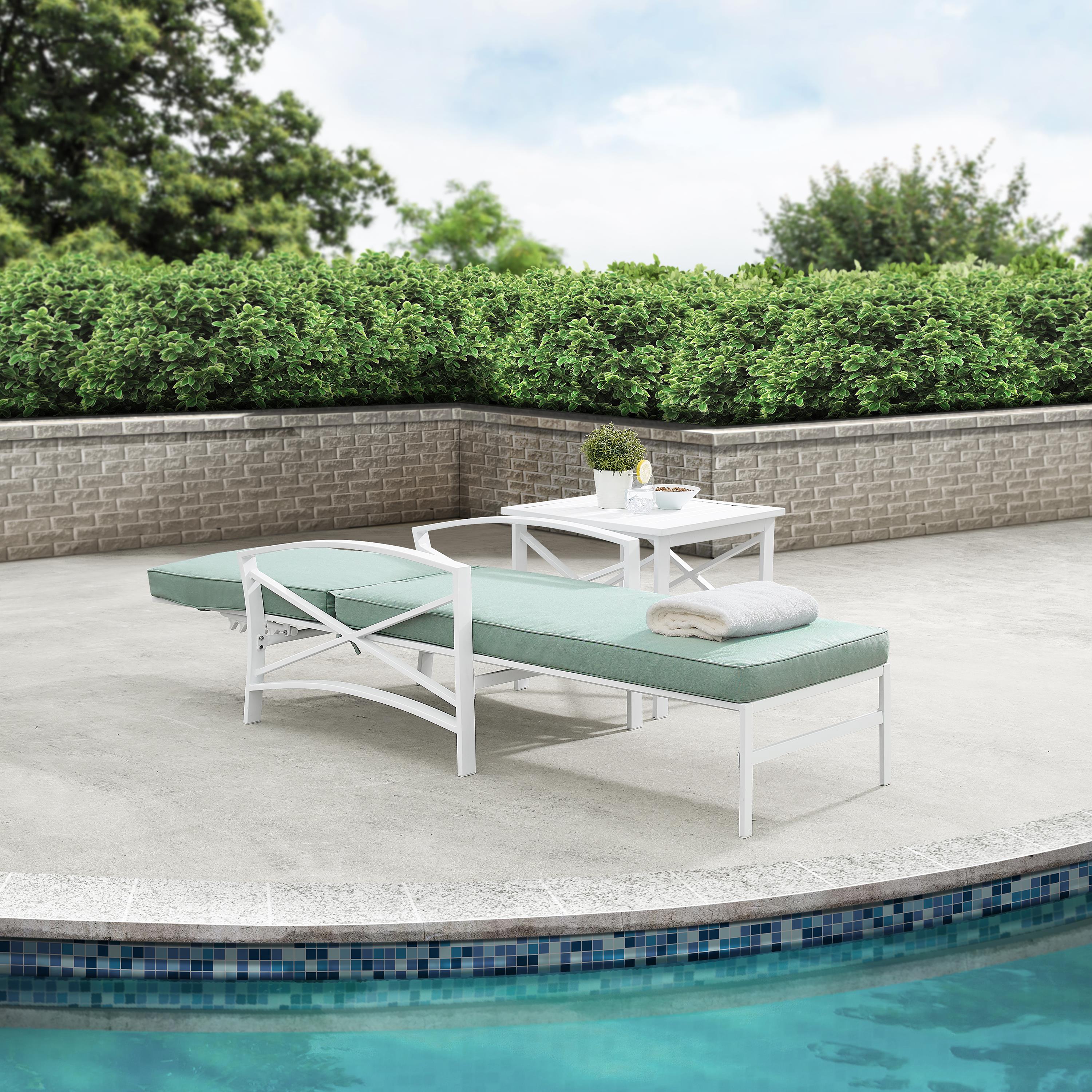 Crosley Kaplan Metal Patio Chaise Lounge in Mist and White - image 2 of 10