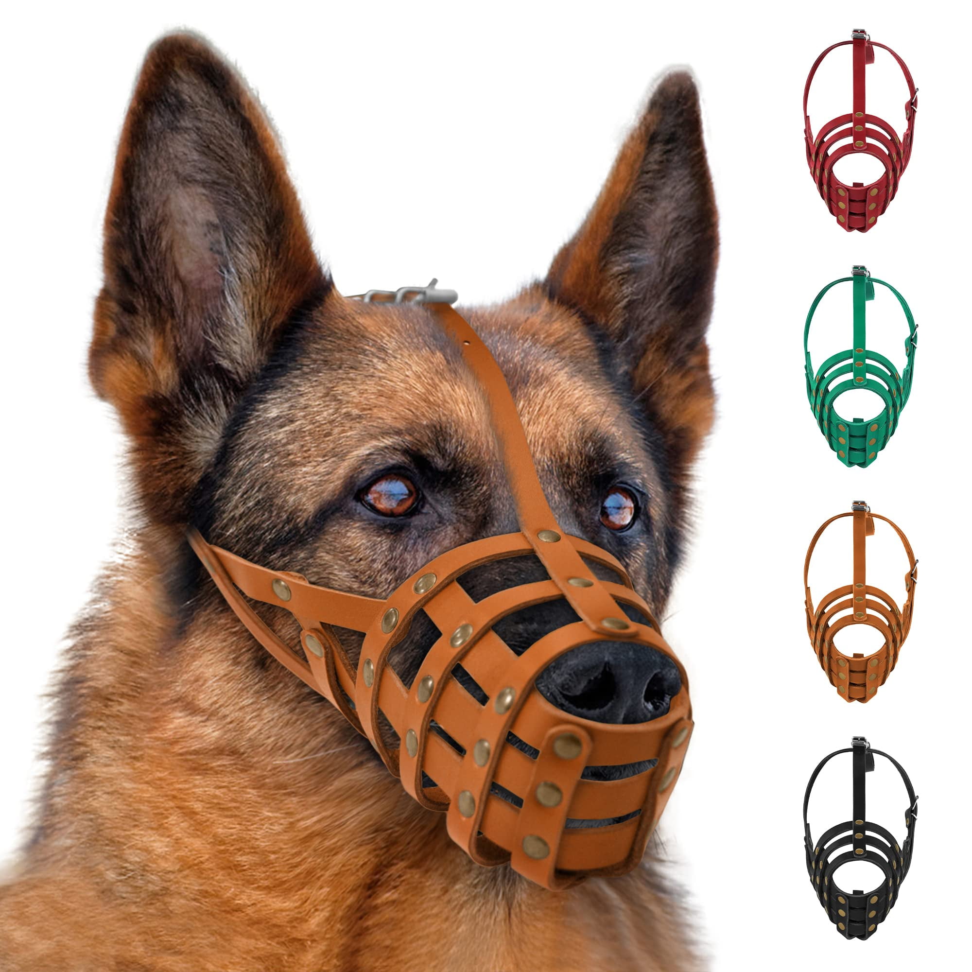 Leather Dog Muzzle German Shepherd Adjustable Breathable Doberman