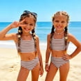 thumbnail image 3 of CCRFTGI Swimsuit for Kids Girls Size 6-7 2 Piece Set Swimming Bikini Set Beach Holiday Bathing Suit Summer Cute Striped Girls Clothes Swim Suit Kids Bikini Swimwear Brown 2-3 Years, 3 of 9