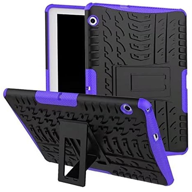 iPad T3 10 9.6 Pouces Étui, Armure Hybride Antichoc Protection contre les Impacts Robuste Combo Double Couche Étui de Protection avec Support pour Huawei MediaPad T3 10 9.6 Pouces Violet