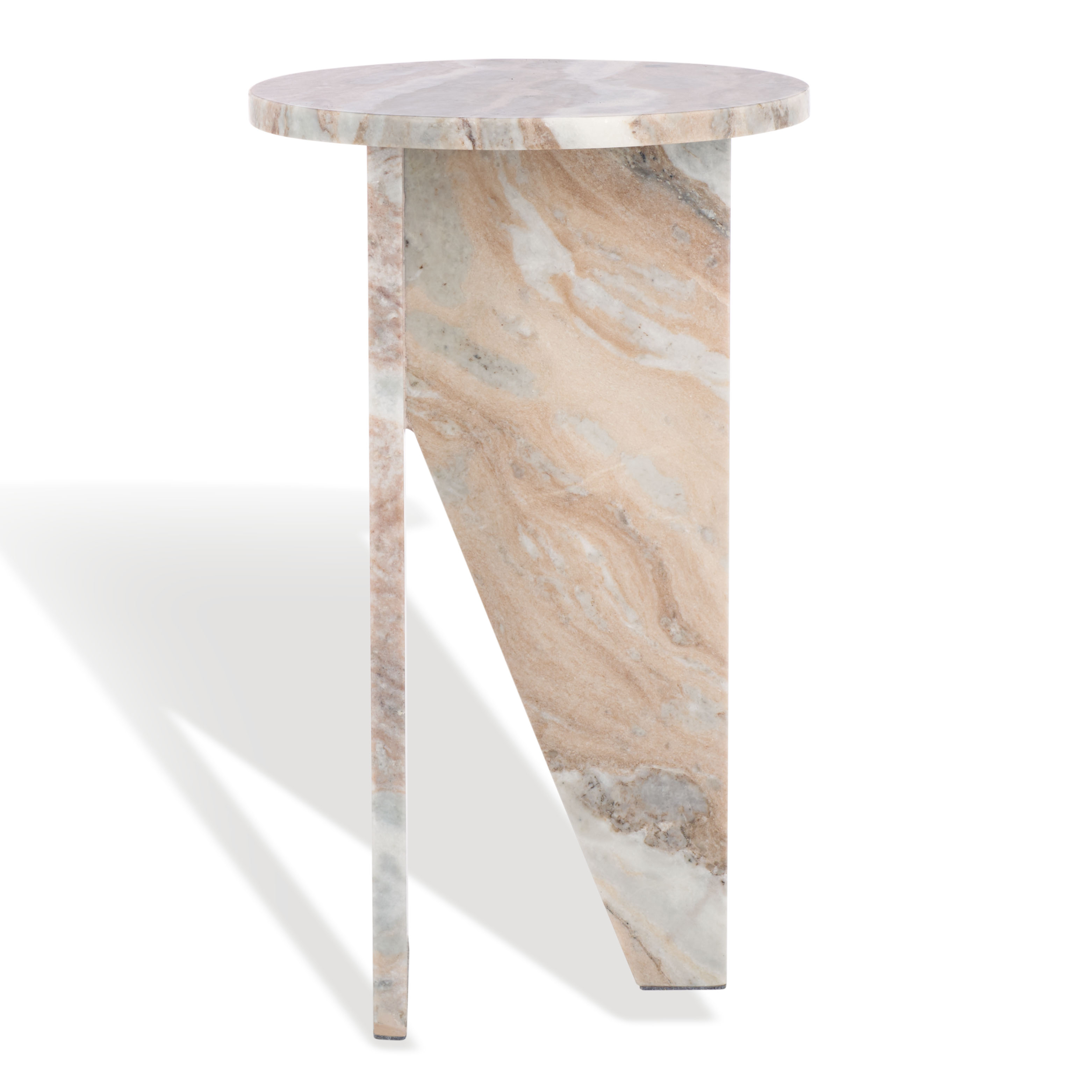 Safavieh Couture Devlin Marble Round End Table, Brown