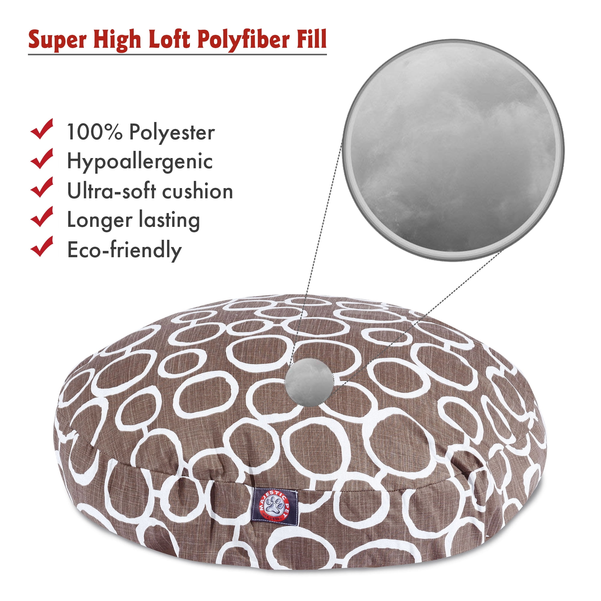 Majestic Pet | Fusion Round Pet Bed For Dogs, Removable Cover, Mocha, Large