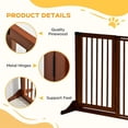thumbnail image 4 of Barara King Freestanding Length Adjustable Wooden Pet Gate with Lockable Door 3 Panels, Brown, 4 of 7