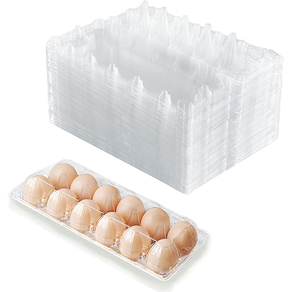 40 Pack Clear Plastic Egg Cartons Bulk Holds Up to 12 Eggs - 1 Dozen, Reusable Egg Carton for Family Pasture Chicken Farm, Refrigerator Storage