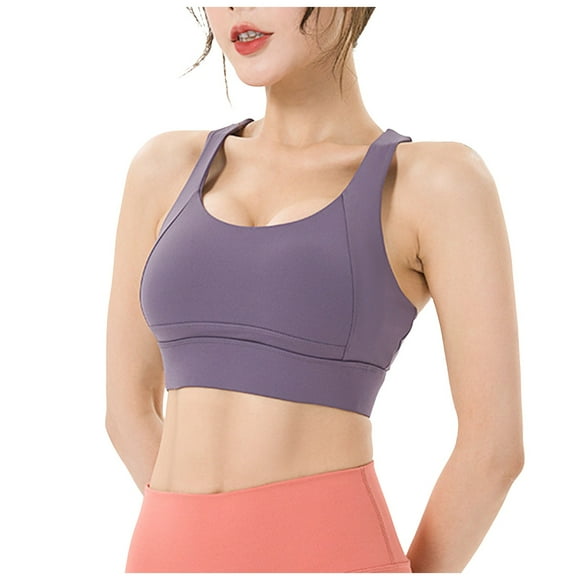 Yammkia High Support Sports Bras for Women Adjustable Sports Bras for Women High Support Padded Racerback Sport for Large Bust Workout Running Gym (Purple,M)