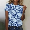 thumbnail image 2 of Women's Floral Printed Tops Casual Crew Neck Plus Size Short Sleeve Shirts Summer Trendy Business Dressy Blouses (2XL, Multicolor 4), 2 of 5