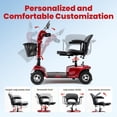 thumbnail image 4 of SACVON 4 Wheel Mobility Scooter for Seniors, 35 Miles Long Range Travel Powered Scooter with 450lbs Capacity, 400W Motor, 9" Anti-Explosion Tires, Extended Comfort Swivel Seat, Red, 4 of 10