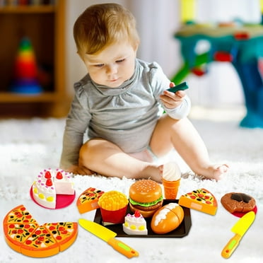 CVLNCYCLING Educational Toys for Children 3-5,Kids Toys,Kids Pretend Play Food Sets Fake Food Toy Toddler Play Kitchen Accessories Pizza Hamburger & Sandwich Toys For Boys Girls （20Pcs）