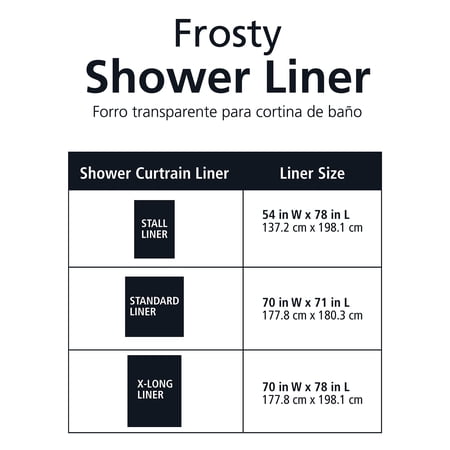 MAINSTAYS MEDIUM WEIGHT PEVA SHOWER LINER 54″ X 78″ FOR BATHROOM STALL – FROSTY