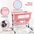 thumbnail image 4 of NEWLAKE 3 in 1 Bassinet for Baby, Height Adjustable Bedside Sleeper for Newborn Infant/Baby Boy/Baby Girl (Pink), 4 of 8