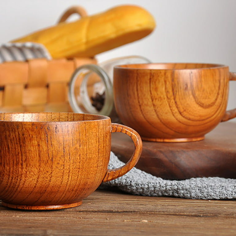 Handcrafted Olive Wood Cups Wooden Mugs for Warm/cold Beverages