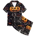 thumbnail image 7 of CONZONE Halloween Toddler Girls Pajamas Graphic Pjs Set Hallowmas Jammies Short Sleeve Button Down Shirts Shorts 2 Piece Sleepwear Loungewear for Kids, 7 of 7