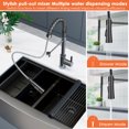 thumbnail image 2 of 33 inch Farmhouse Workstation Kitchen Sink with Kitchen Faucet Handmade Modern Apron-front Double Bowl Farm Kitchen Sink with Integrated Ledge and Accessories, 2 of 6