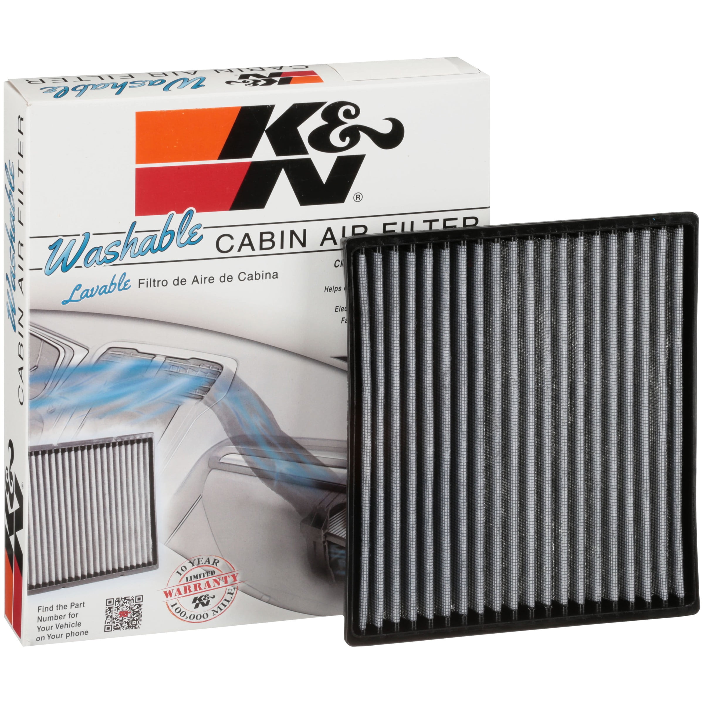 K&N VF2009 Washable & Reusable Cabin Air Filter Cleans and Freshens