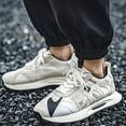 thumbnail image 5 of XIMIN Men's Color Block Sports Shoes Colorful Trendy and Retro Canvas Thick Sole Sneakers Lace up Casual Style Suitable for Walking Tennis and Running, 5 of 5