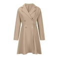 thumbnail image 3 of Women Double Breasted Elegant Slim Fit - Lapel Long Sleeves Casual Work Events Blazer Dresses Khaki XL, 3 of 8