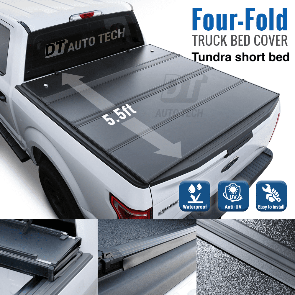 For 20092021 Tundra 5.5ft Truck Bed Hard Quad Fold Waterproof Aluminum Tonneau Cover