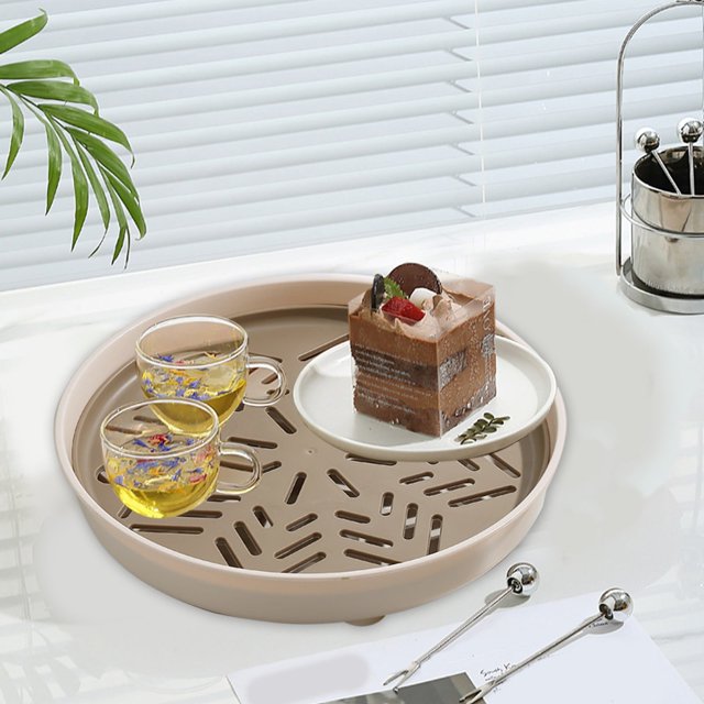 Bandeja de frutas Xhegex, bandeja de doble drenaje, bandeja de té, bandeja para tazas de té, bandeja grande, bandeja para juego de té, bandeja para almacenamiento de cuencos para sala de estar y