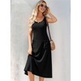 thumbnail image 2 of Women'S Summer Sleeveless Floral Beach Crewneck High Waist A-Line Midi Tank Dresses with Pockets Black S, 2 of 8