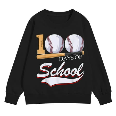 TIREOW Girls and Boys 100th Day of School Sweatshirt Crewneck Long Sleeve Pullover Top Kids Cute and Fun 100 Days of School Celebration Shirt