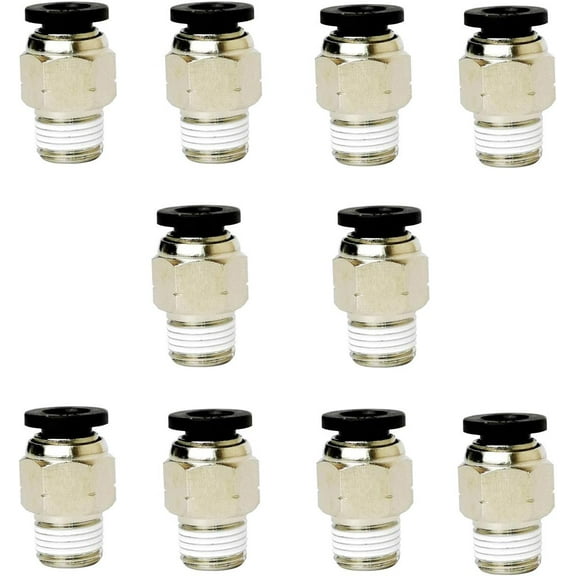 10 Pack Push to Connect Tube Fitting, Air Tool Fittings Straight Push Quick Release Connectors Tube Quick Connect Fittings, Male Straight 1/4" Tube OD x 1/4" NPT Thread
