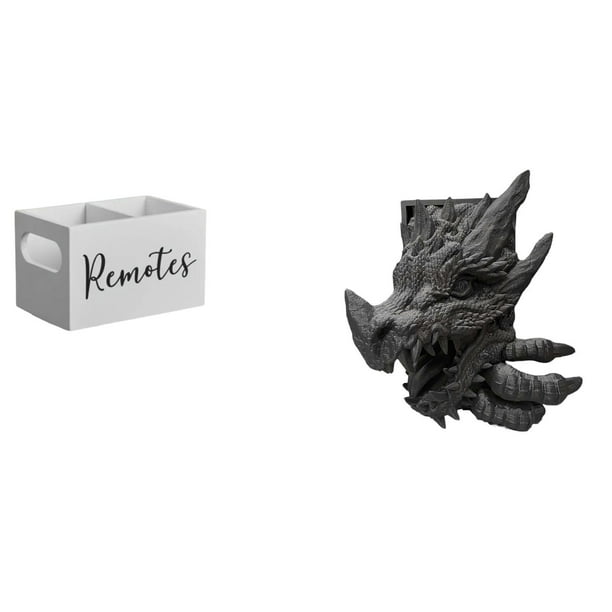 Organizador de almacenamiento de escritorio,Soporte para control remoto de TV de madera,Organizador remoto con 2 compartimentos,Figura de mesa,Estantes de sujetalibros Estatua de sujetalibros