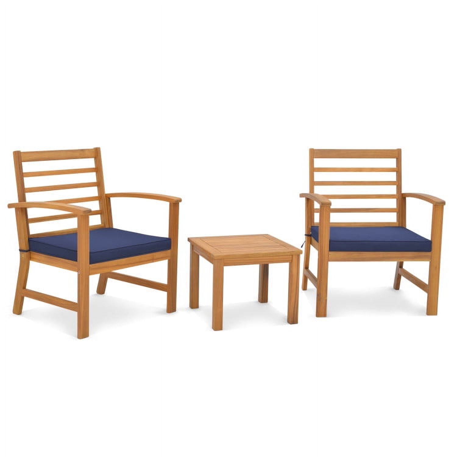 Aimee Lii 3 Pieces Outdoor Furniture Set with Stable Acacia Wood Frame, Patio Furniture Sets, Navy