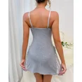 thumbnail image 4 of CHICME Nightgowns For Women Solid Color Lace Trim Side Slit Modal Cami Sleep Dress Womens Pajamas & Loungewear Gray-XL, 4 of 8
