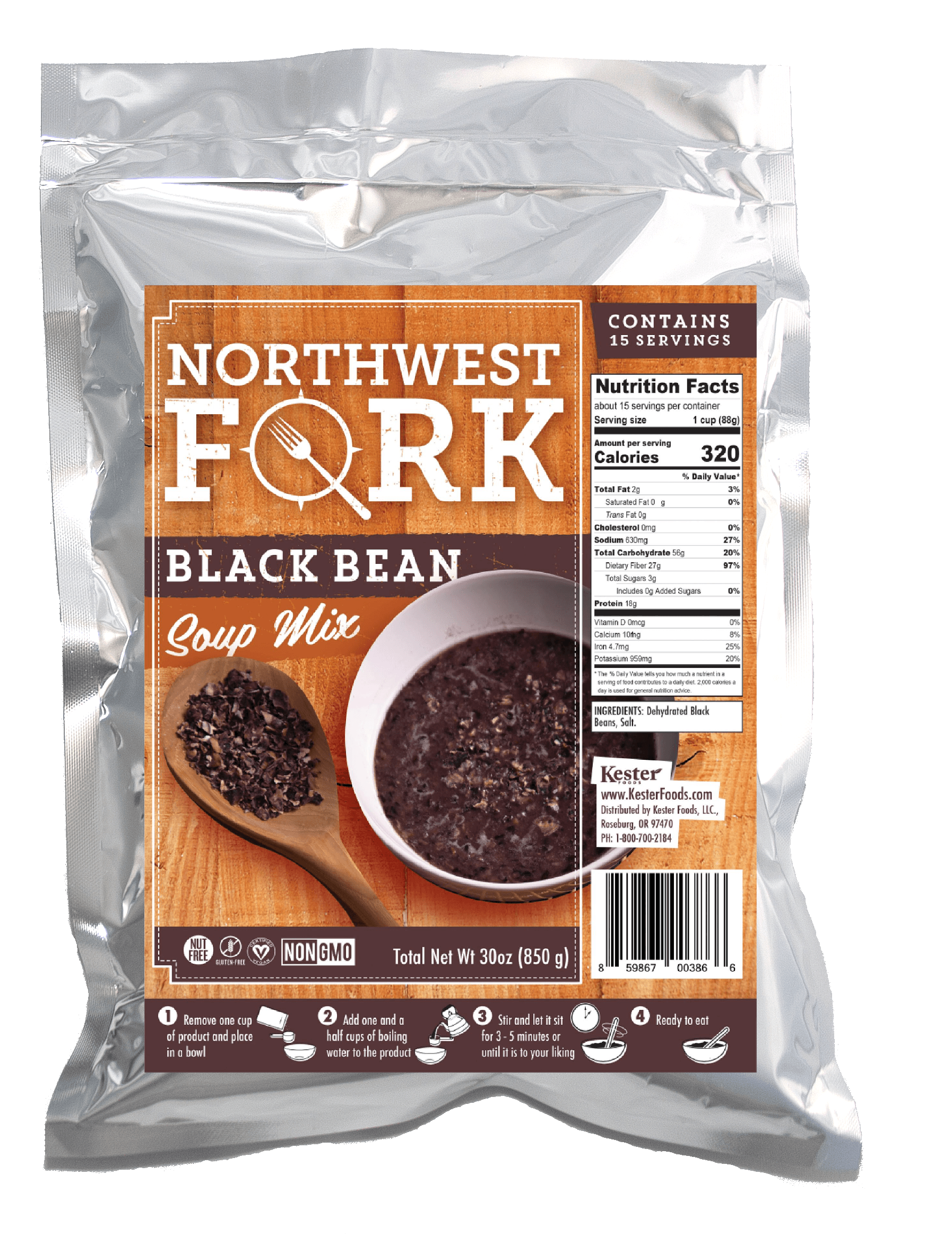 NorthWest Fork Black Bean Soup (GlutenFree, NonGMO, Kosher, Vegan) 15