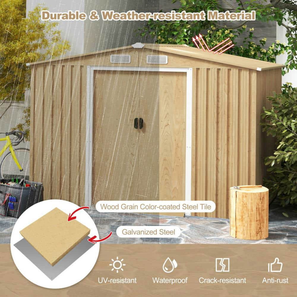 Yardi Yarda Weather Resistant Galvanized Steel Shed with Tilted Roof, Versatile Storage Shed, Natural