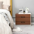 thumbnail image 3 of Giantex Modern Nightstand, Rustic Walnut Wood Grain Bedside Table, Vertical End Table (1), 3 of 8