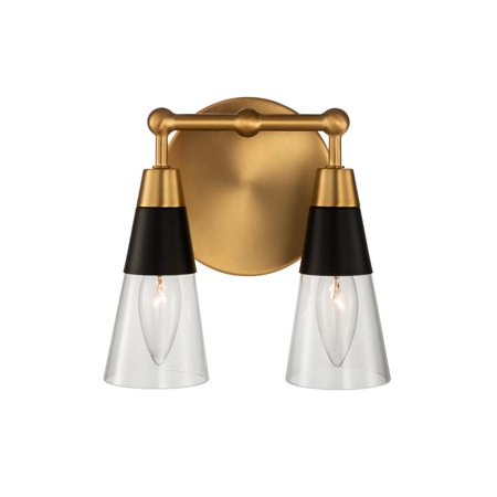 

Kalco Ponti 2-Light Bathroom Vanity Light in Matte Black with New Brass