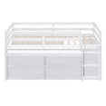 thumbnail image 3 of Pinovk Twin Size Loft Bed with Retractable Writing Desk and 4 Drawers, Wooden Loft Bed with Lateral Portable Desk and Shelves, White, 3 of 23