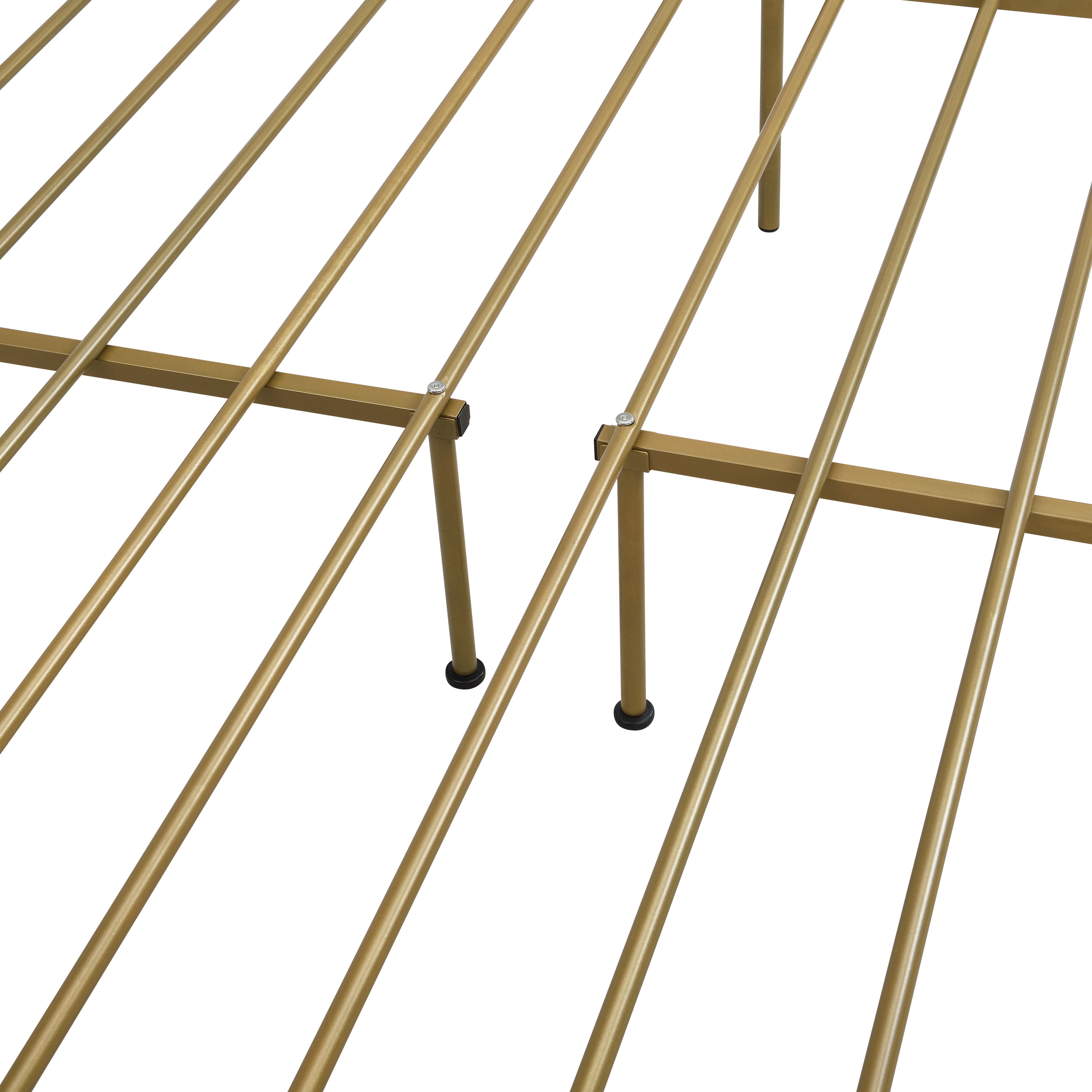 Metal Platform Bed Frame / Mattress Foundation / Noise-free and Non-slip Standard Steel Bed Platform /Modern Appearance / No Box Spring Needed /under The Bed Storage / 78"*56.7"*35.4", Gold