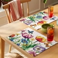 thumbnail image 4 of Placemat Set of 6 Yellow Pink Tulips Placemats for Dining Table Wildflowers Butterfly Washable Table Mats for Kitchen and Party Decor Indoor & Outdoor Use, 4 of 8