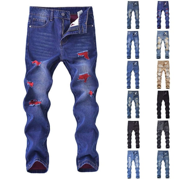 MKOSPLRT Boy's Skinny Fit Ripped Jeans 4-14Y Destroyed Distressed Fashion Kids Denim Pants Retro Toddler Boys Jeans with Pocket