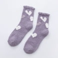 thumbnail image 2 of Bibifish Womens Socks Thick Coral Velvet Socks Warm Miedium Tube Socks Colorful Cute Heart Printed Home Sleeping Socks For Ladies, 2 of 9