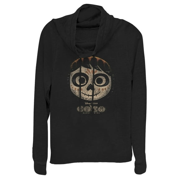 Junior's Coco Miguel Skeleton Hat Cowl Neck Sweatshirt Black X Large