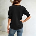 thumbnail image 6 of Naotn Half Short -Sleeve Shirts for Women Summer Casual Loose Fit Crew Neck Tops Trendy Beach Holiday Button Blouses, 6 of 8