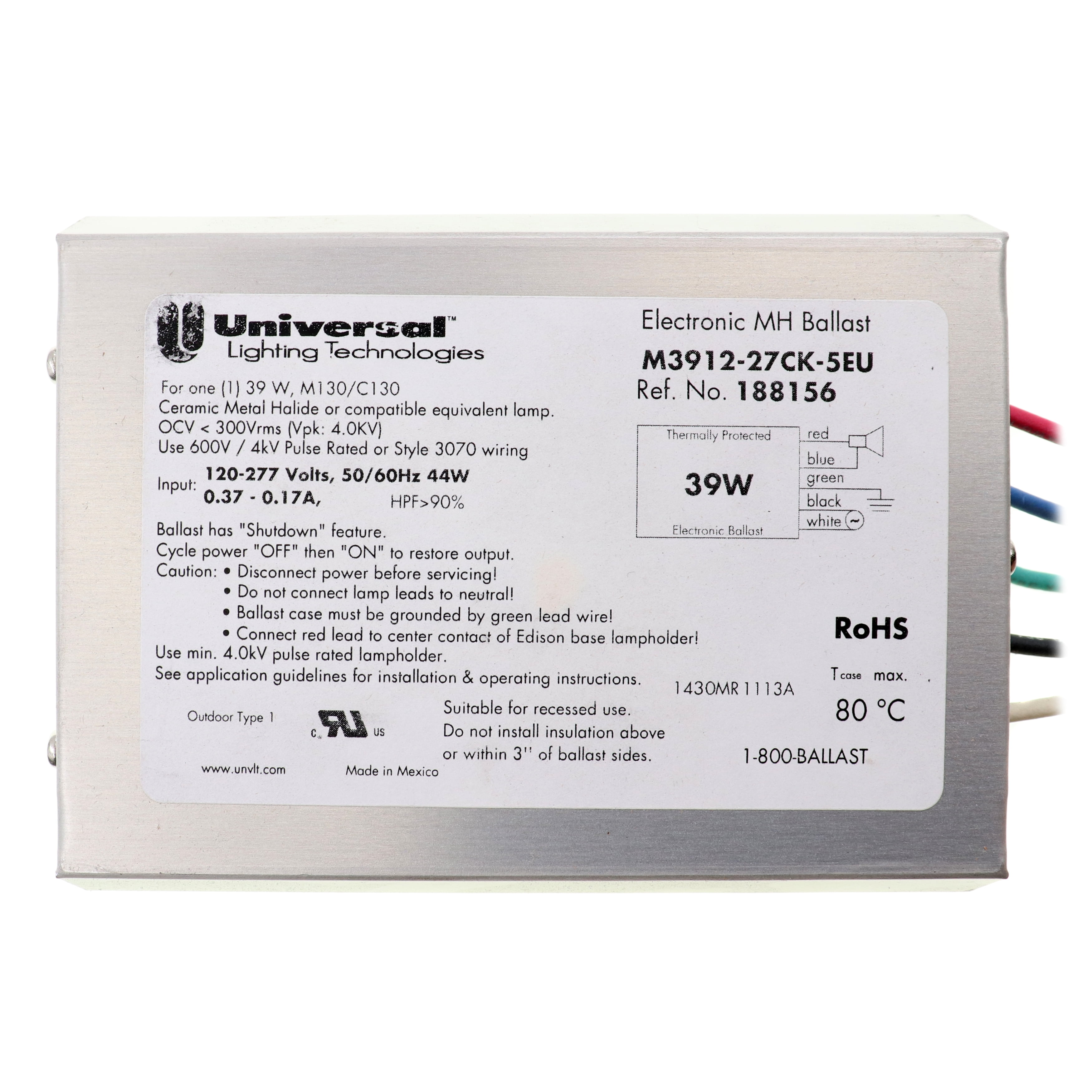 Universal Ballast M391227CK5EU Electronic Metal Halide Ballast, 39W