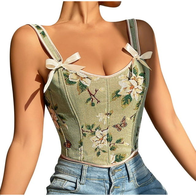 WRKEKC Débardeurs Dos Nageur pour Femmes Grande Taille Imprimé Floral Col Rond Cami avec Gaines pour Contouring Corporel et Tenue Décontractée