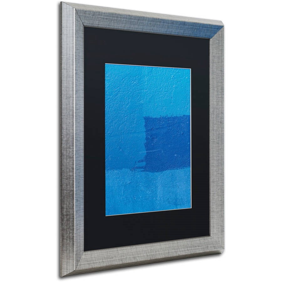 Trademark Fine Art "Abstract Blue" Canvas Art by Claire Doherty, Black Matte, Silver Frame