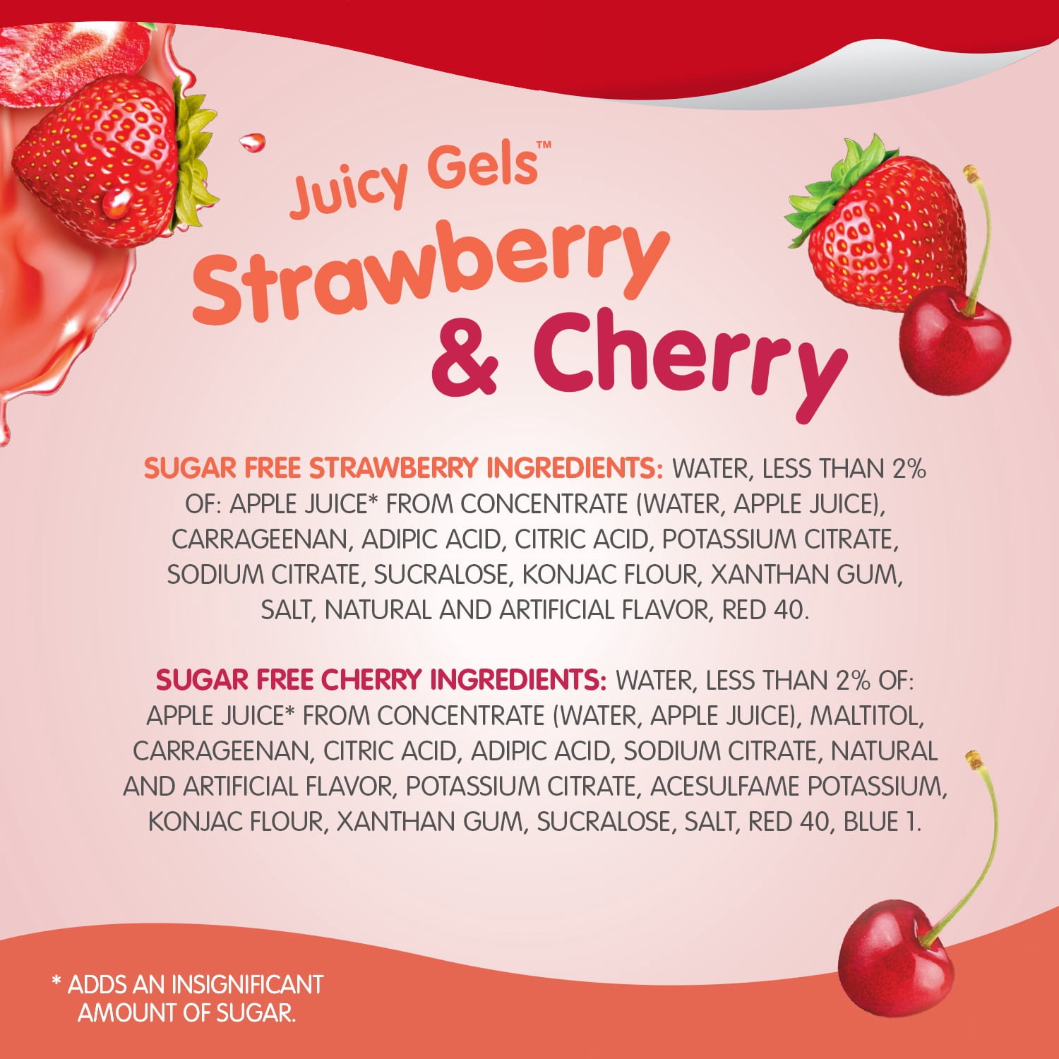 (3 pack) Snack Pack Zero Sugar Strawberry and Cherry Flavored Juicy Gels, 3.25 oz Snack Cups, 12 Count Family Pack