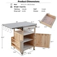 thumbnail image 2 of Outdoor Grill Cart with Drop Leaf, Stainless Steel Tabletop Outdoor Kitchen Island, Solid Wood Outdoor Buffet Cabinet with Lockable Wheels for Grilling, Natural, 2 of 7
