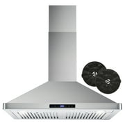 Cosmo 30 in. Ductless Wall Mount Range Hood in Stainless Steel with LED Lighting and Carbon Filter Kit for Recirculating