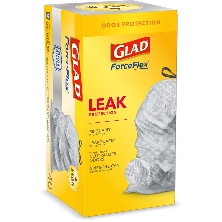 Glad Force Flex Tall Kitchen 13 Gallon Can Liners, 400 Liners/Case
