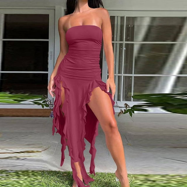 Robe d'Été pour Femmes, Robe Attrayante pour Femmes, Mode Printemps/été pour Femmes, Robe Irrégulière à Poitrine Enveloppée