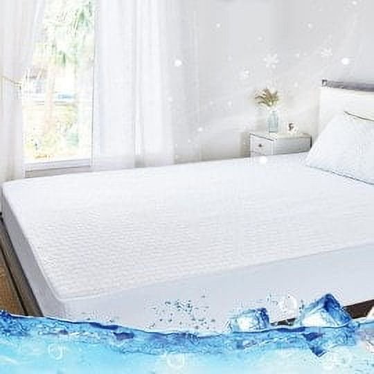 Protege Matelas 140x200 Cm - Drap Housse Surmatelas Rafraichissant, Alèse Matelas De Refroidissement Pour L'été Souple Et Sileieux Et Respirant Pour Lit, Bla, Bonnet 30cm-Bla Pur-140 X 200