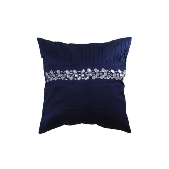 Set of 5 Royal Blue Cushion Cover in Silk with Silver Work